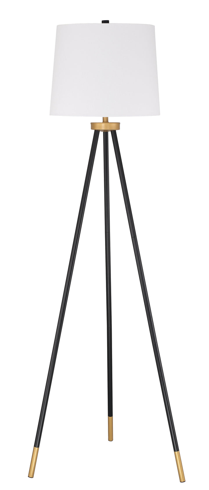 ##Antique Hardware## 1 Light Metal Tri-Pod Base Floor Lamp in Painted Black/Gold