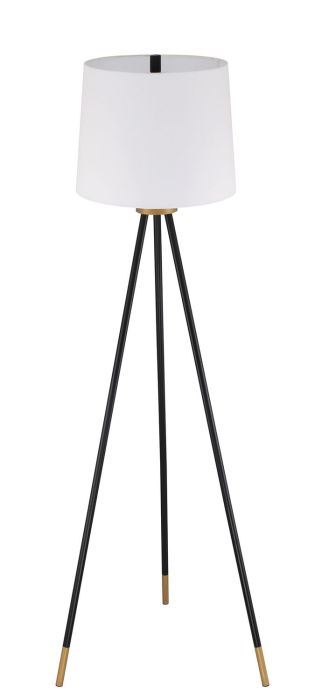 ##Antique Hardware## 1 Light Metal Tri-Pod Base Floor Lamp in Painted Black/Gold