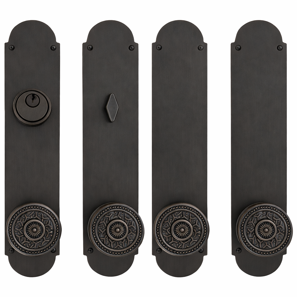 Traditional Style Double Door Deadbolt Entryway Set (Several Finishes Available) (Copy)