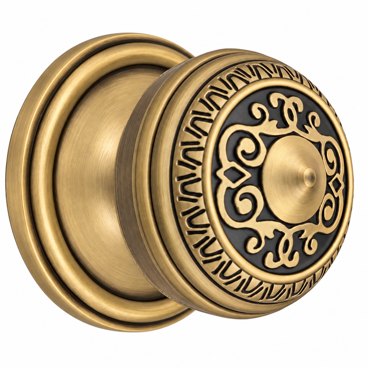 Traditional Rosette Door Set with Egg & Dart Door Knobs (Several Finishes Available)
