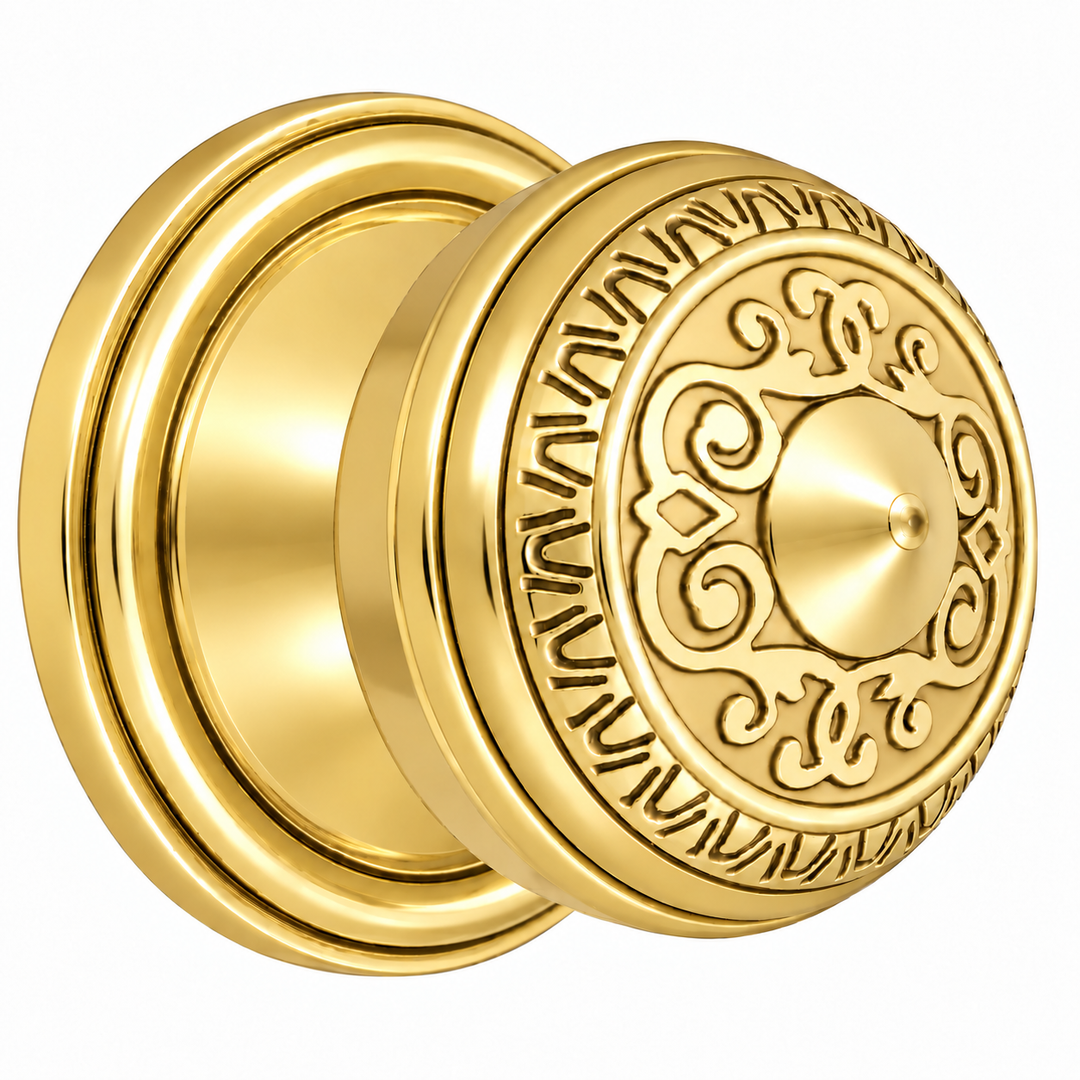 Traditional Rosette Door Set with Egg & Dart Door Knobs (Several Finishes Available)