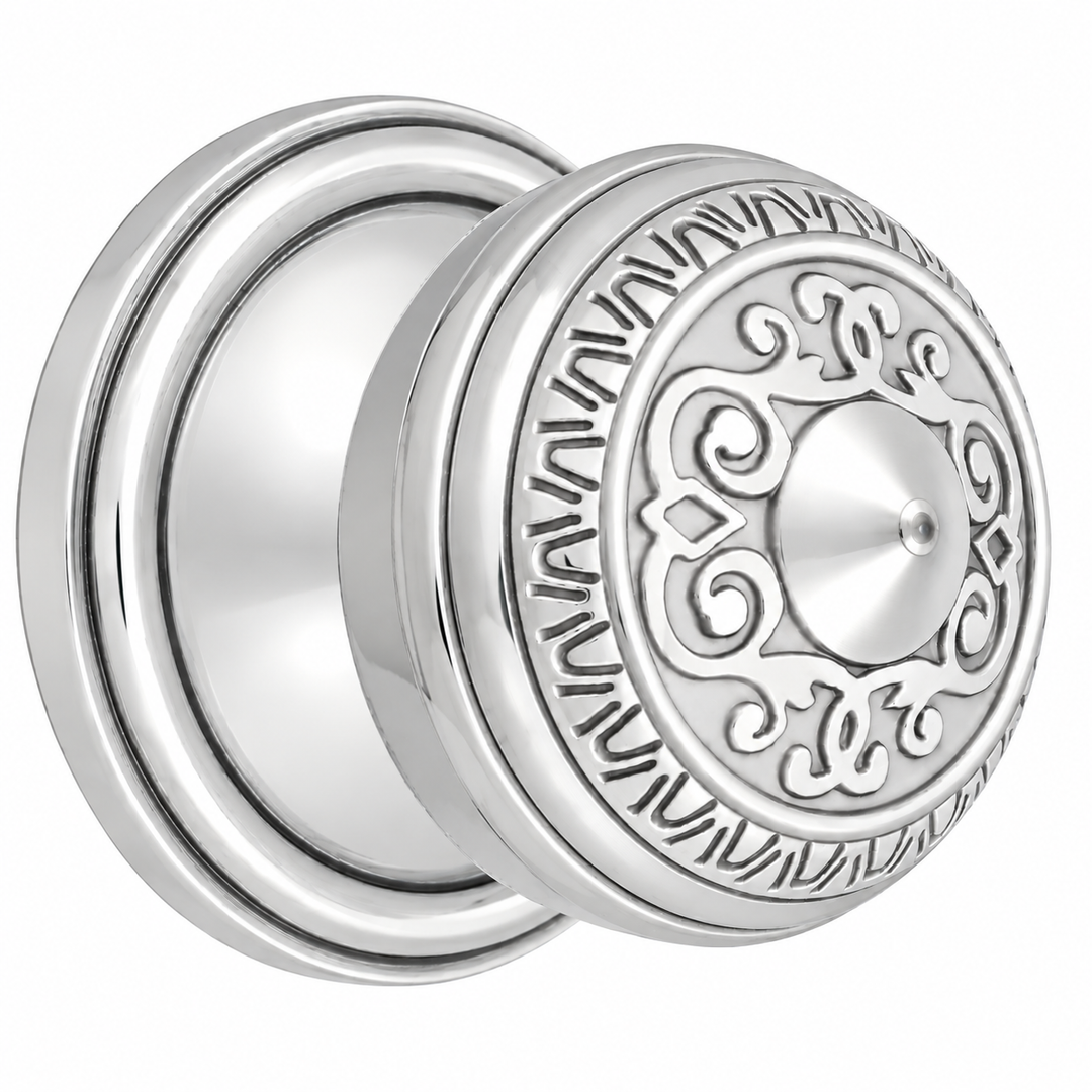 Traditional Rosette Door Set with Egg & Dart Door Knobs (Several Finishes Available)