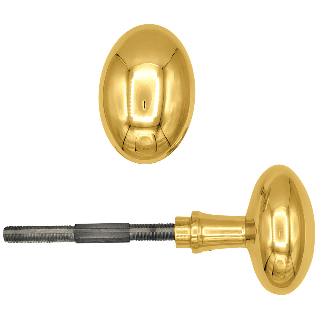 Solid Brass Egg Door Knobs Spare Set with Spindle (Several Finishes Available)