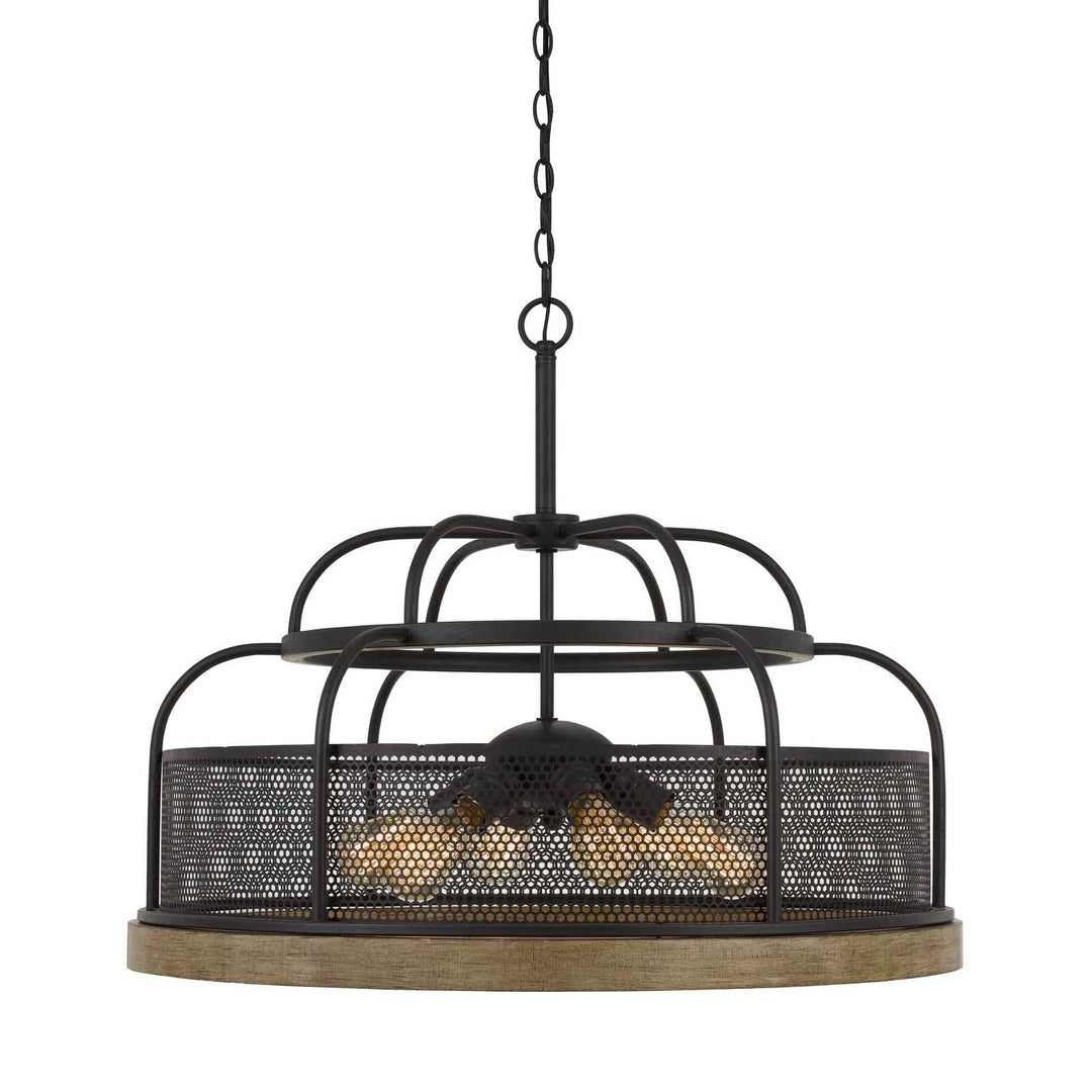 AKAKI 60W X 6 METAL/PINE WOOD CHANDELIER  (EDISON BULBS NOT INCLUDED) Cal Lighting