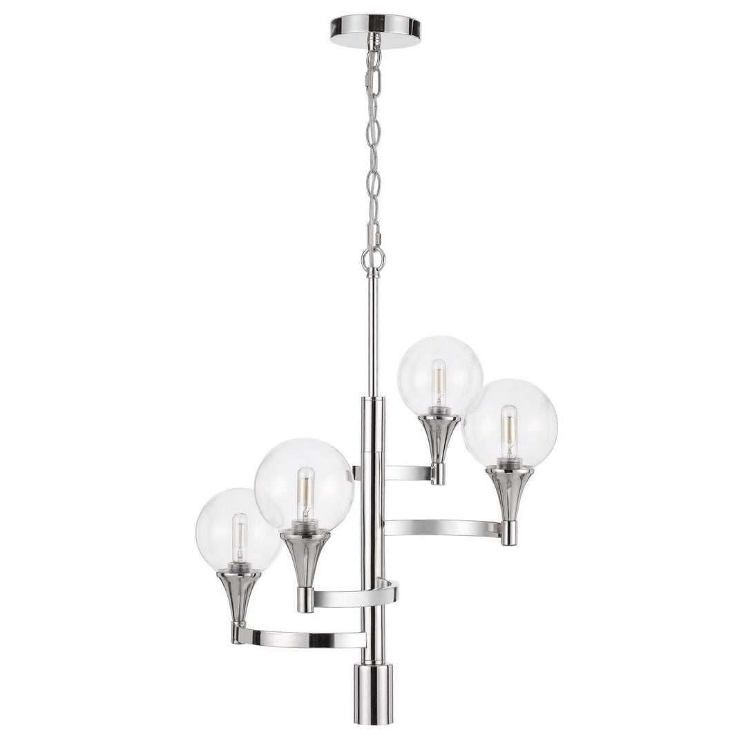 15W X 4 MILBANK METAL CHANDELIER WITH A 3K GU10 LED 6W DOWNLIGHT (ONLY DOWN LIGHT GU10 BULB INCLUDED) CLEAR ROUND GLASS SHADES Cal Lighting