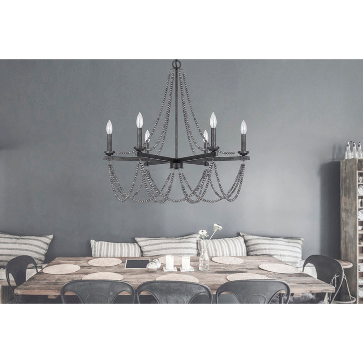 60W X 6 VENTURA METAL BEADED CHANDELIER Cal Lighting