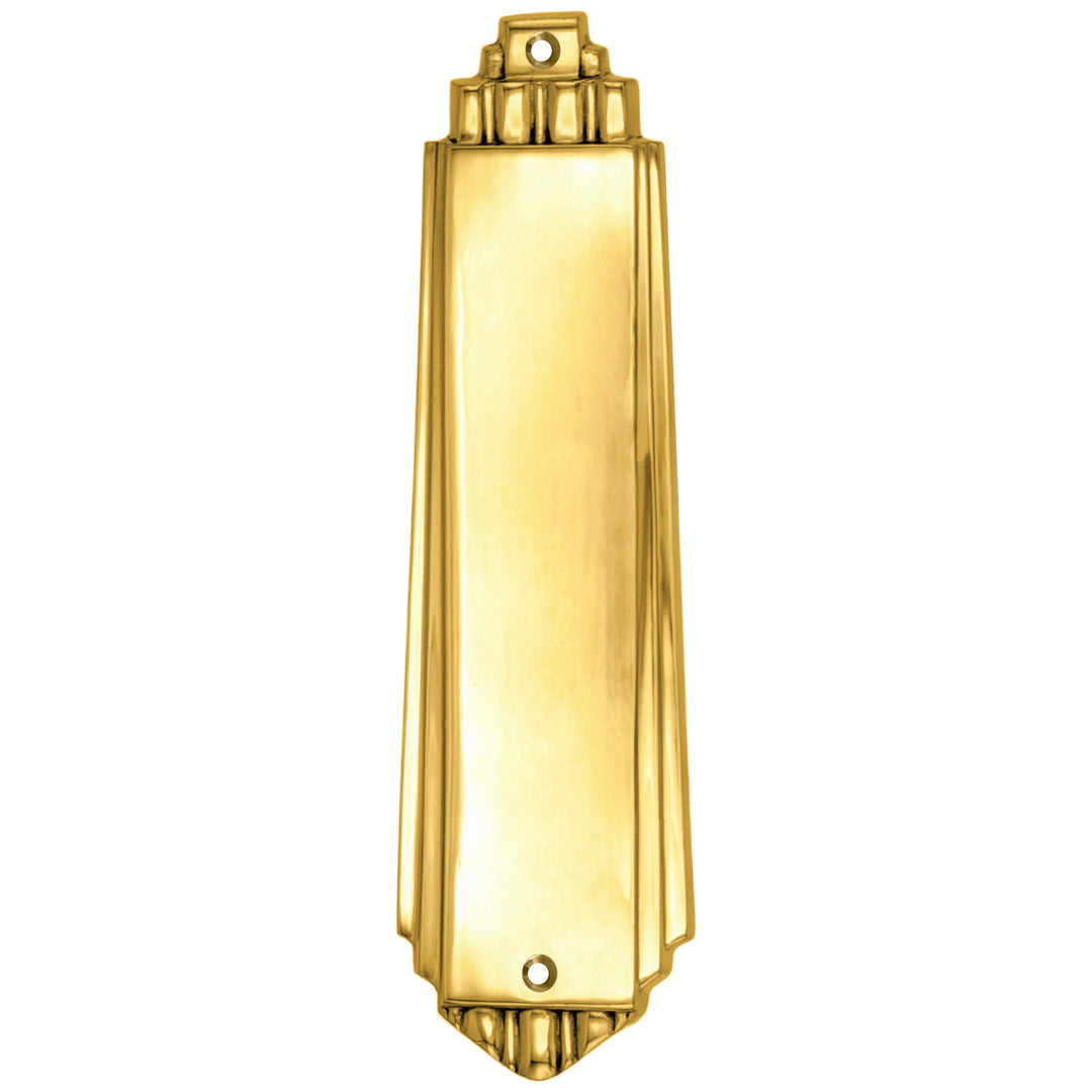 9 Inch Tall Art Deco Style Brass Push Plate