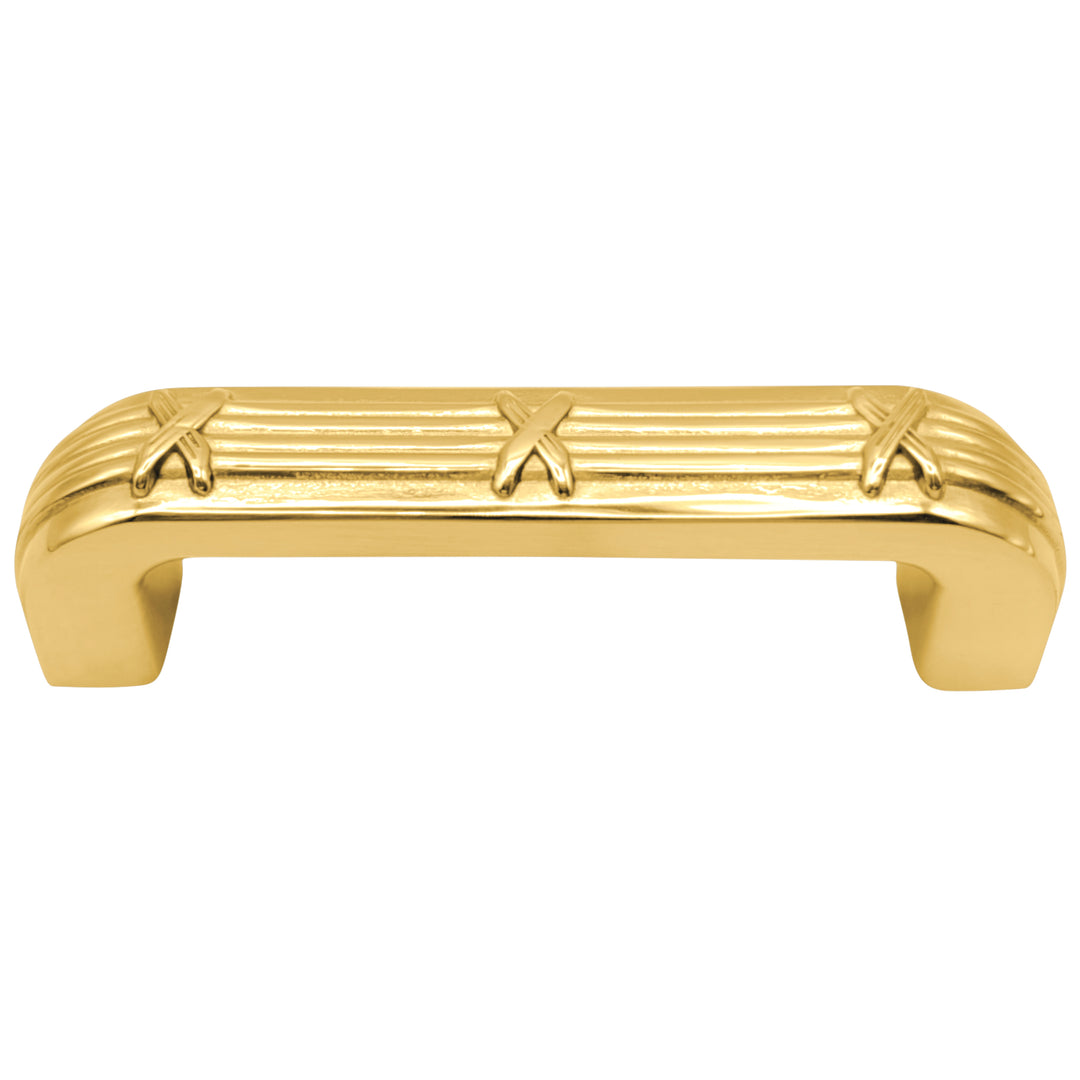 3 1/2 inch Overall (3 inch C-C) Ribbon & Reed Trellis Cabinet Pull (Several Finishes Available)