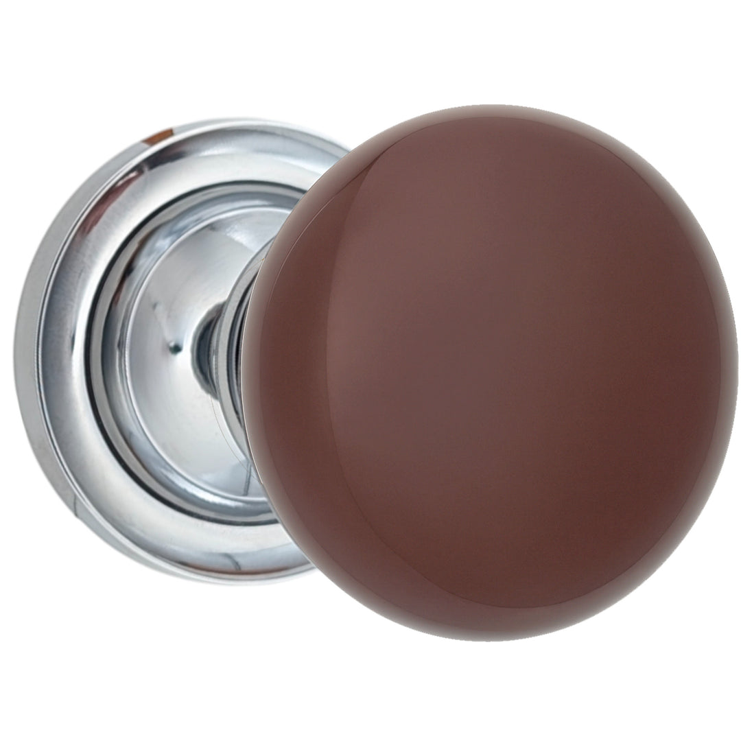 Magnifique® Classic Door Set with Brown Porcelain Knobs (Several Finishes Available)