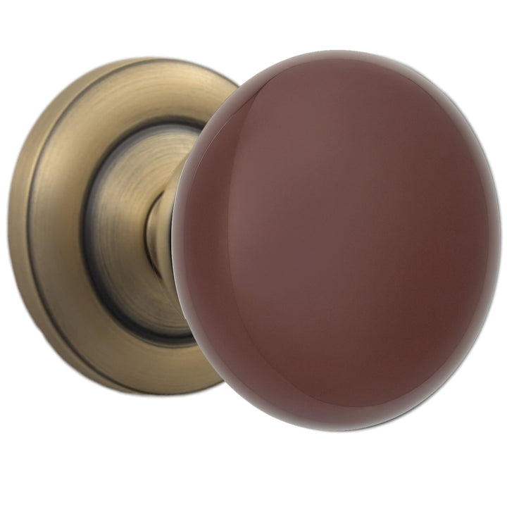 Magnifique® Classic Door Set with Brown Porcelain Knobs (Several Finishes Available)