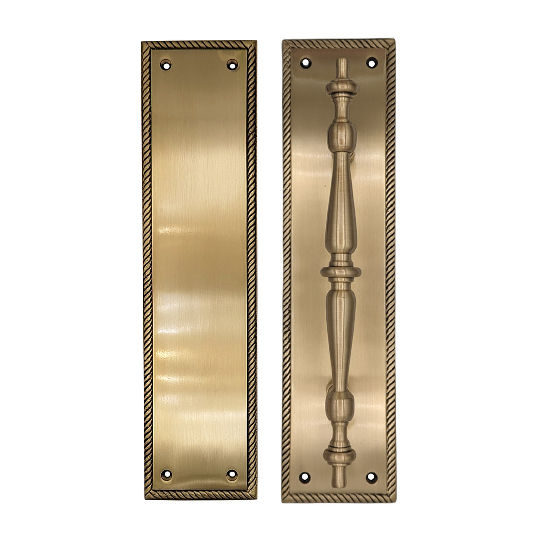 11 1/2 Inch Georgian Roped Style Door Pull and Push Plate (Several Finishes Available)