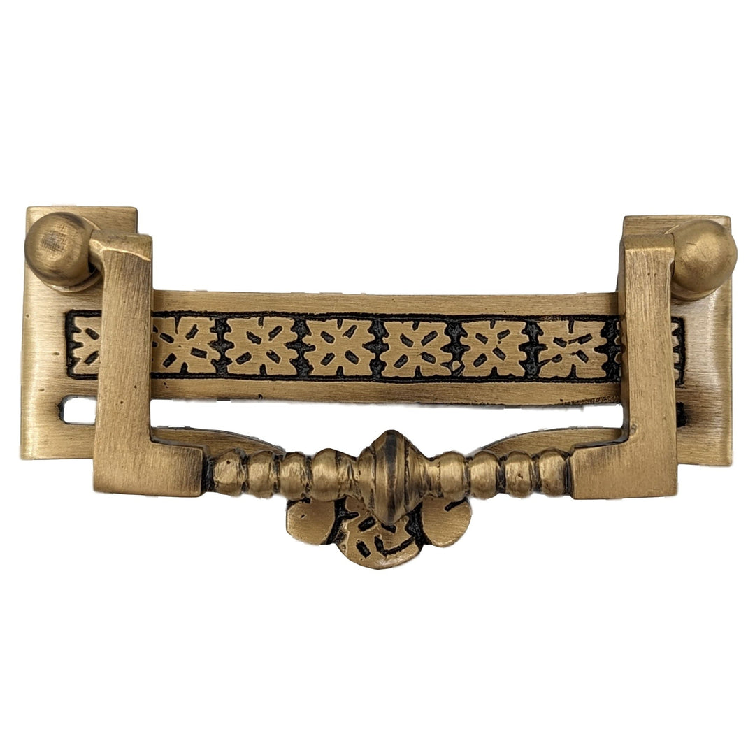 3 1/2 Inch (3 Inch c-c) Solid Brass Eastlake Flower Bail Pull COPPER MOUNTAIN HARDWARE