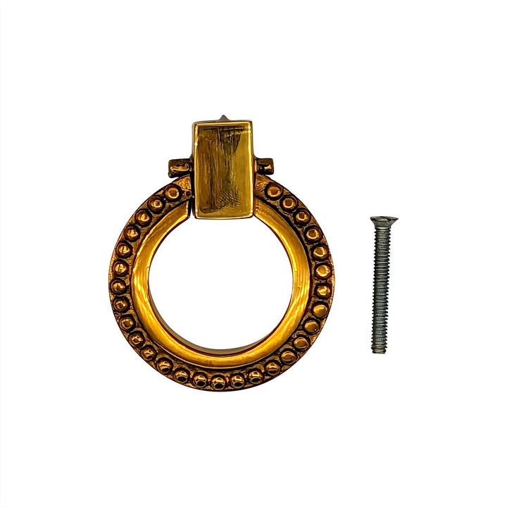 2 Inch Solid Brass Beaded Drawer Ring Pull COPPER MOUNTAIN HARDWARE