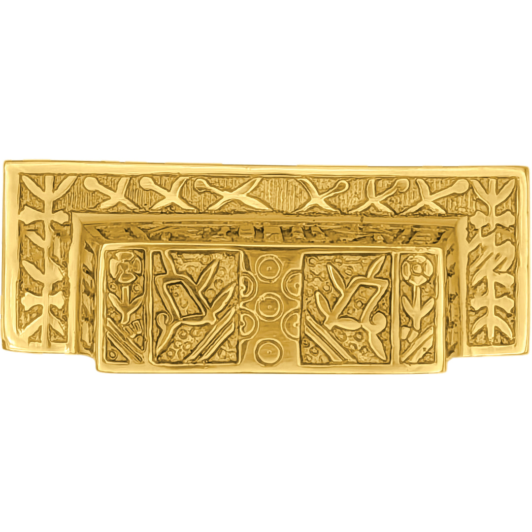 3 1/2 Inch Overall (3 Inch c-c) Solid Brass Eastlake Cup or Bin Pull