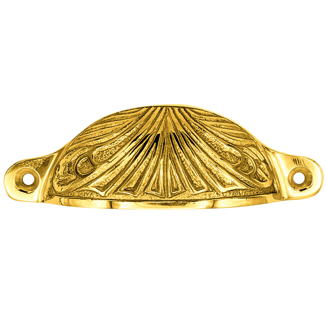 4 Inch Overall (3 2/5 Inch c-c) Solid Brass Art Deco Bin or Cup Pull