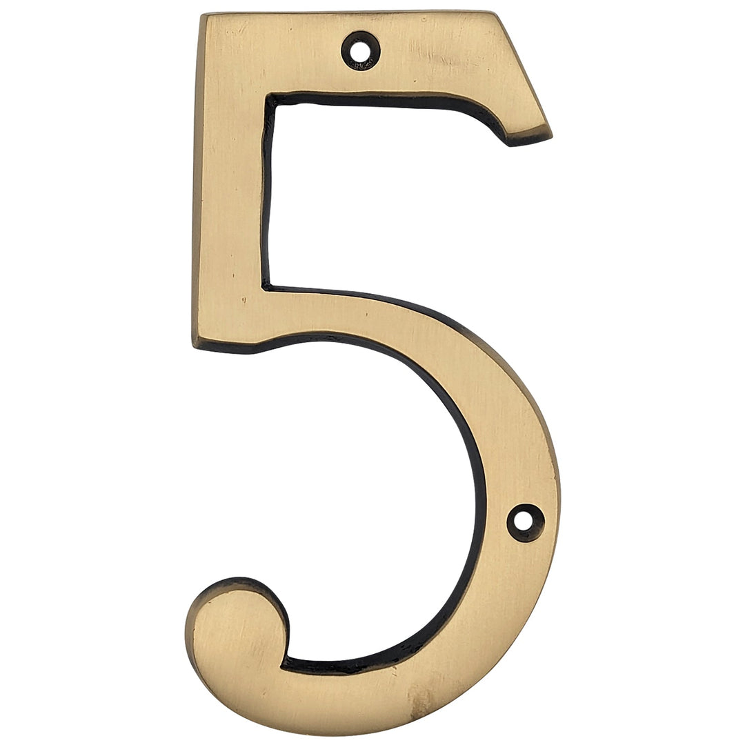 COPPER MOUNTAIN HARDWARE Solid Brass 6 Inch Tall Number 5