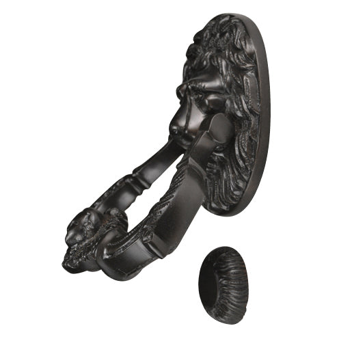 Ornate 7 1/2 inch Brass Lion Door Knocker (Several Finishes Available)
