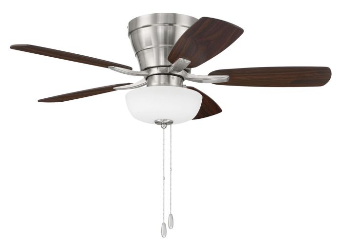 ##Antique Hardware## 42" Wheeler 2-Light Bowl in Brushed Polished Nickel w/ Driftwood/Walnut Blades