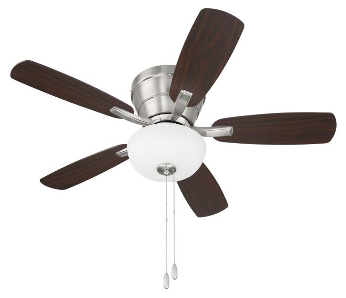 ##Antique Hardware## 42" Wheeler 2-Light Bowl in Brushed Polished Nickel w/ Driftwood/Walnut Blades
