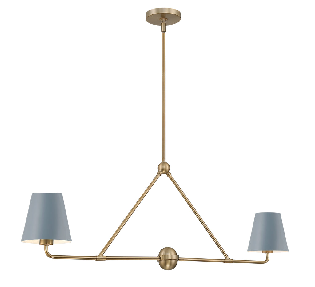 Crystorama Crystorama Xavier 2 Light Vibrant Gold + Blue Chandelier