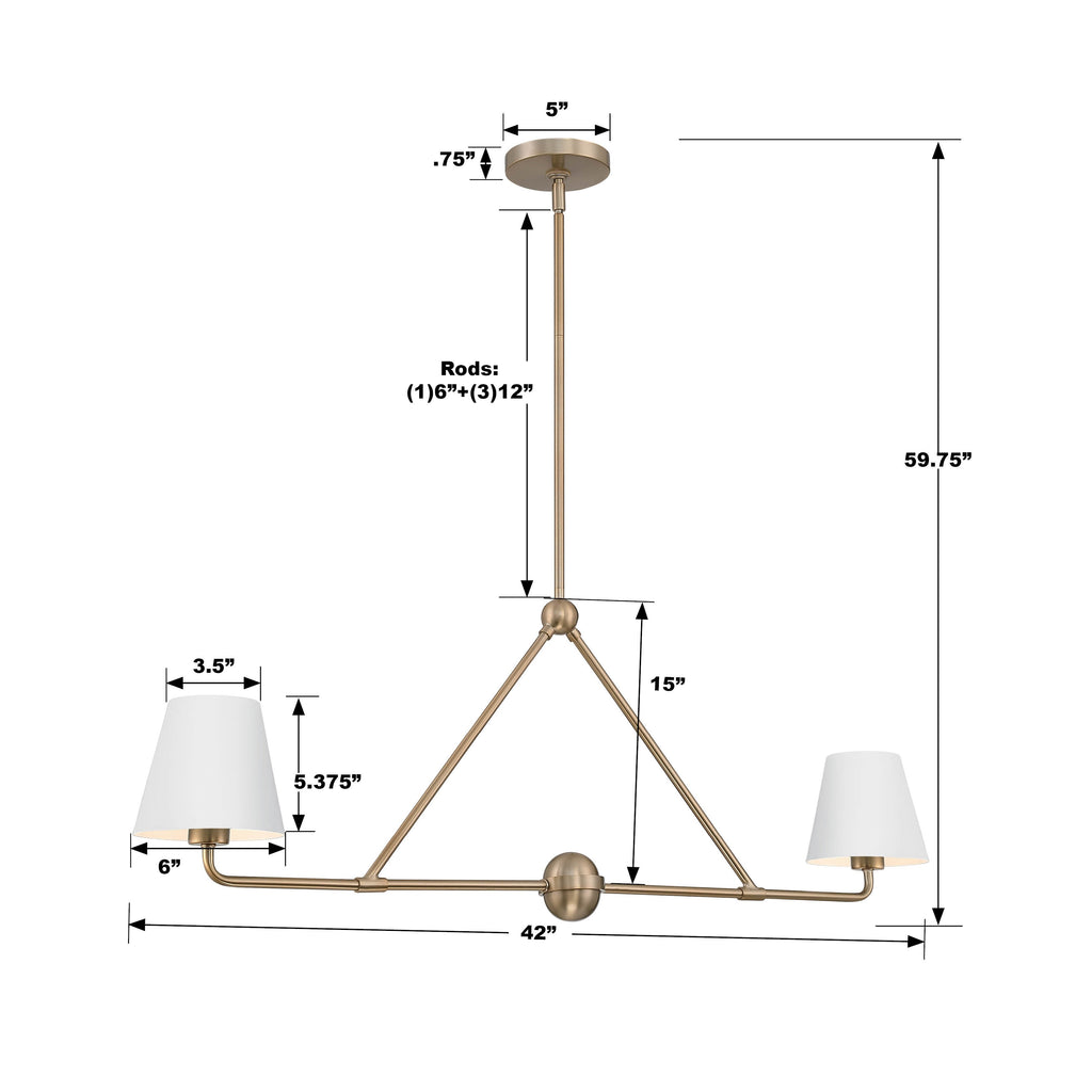 Crystorama Crystorama Xavier 2 Light Vibrant Gold + White Chandelier