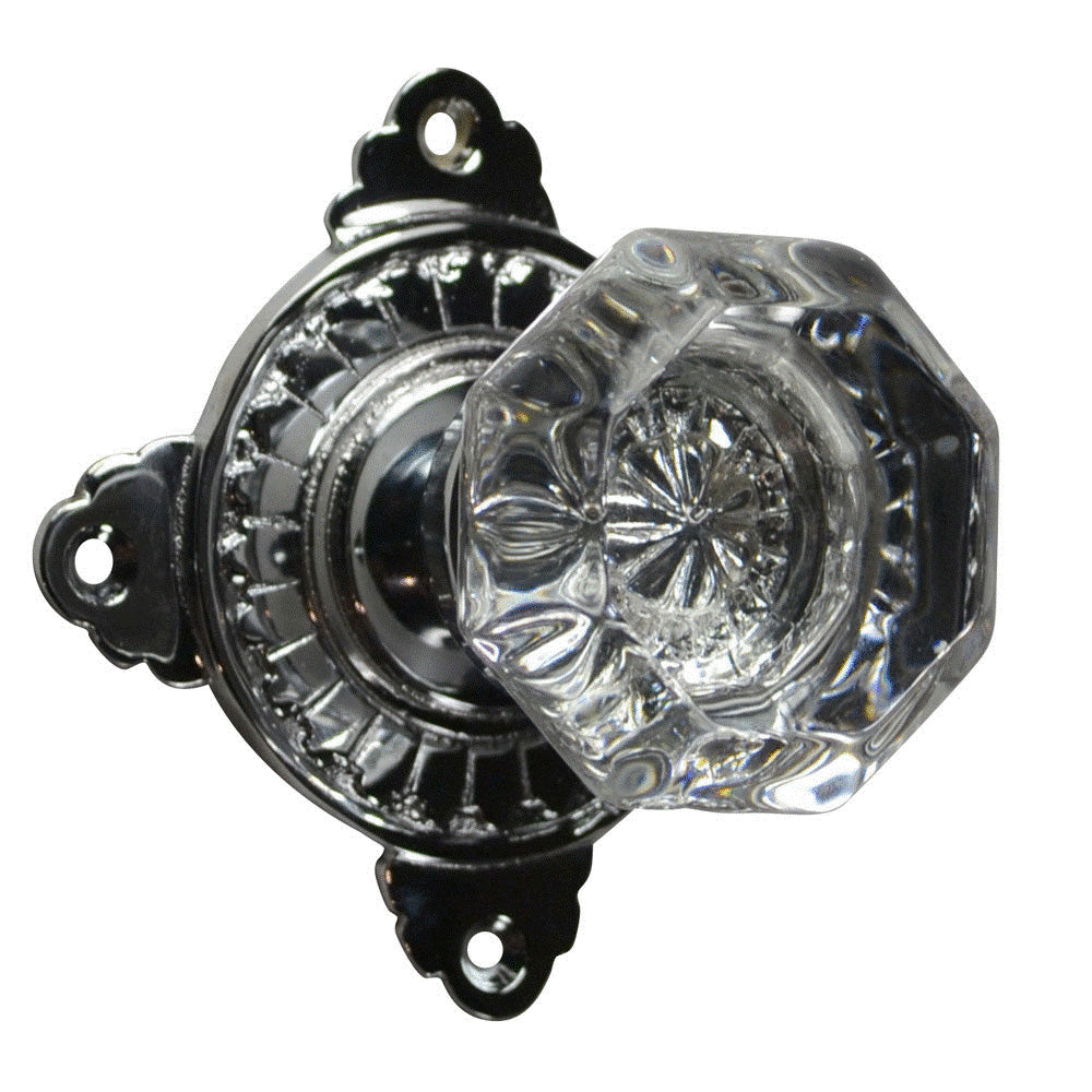 Art Deco Rosette Door Set with Octagon Crystal Door Knobs (Several Finishes Available) COPPER MOUNTAIN HARDWARE