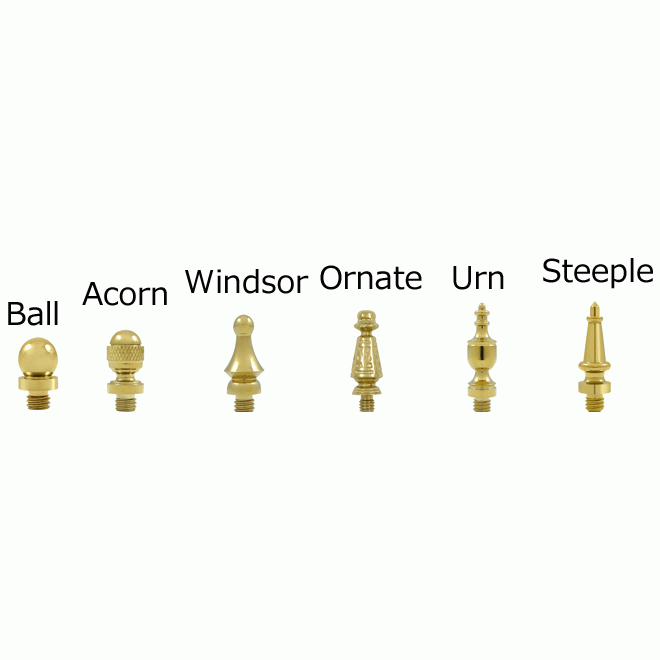 3 X 3 Inch Solid Brass Hinge Interchangeable Finials (Square Corner, PVD Polished Brass Finish) DELTANA