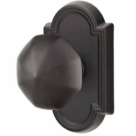 Solid Brass Lost Wax Octagon Door Knob Set With Beveled Arched Rosette (Several Finish Options) EMTEK