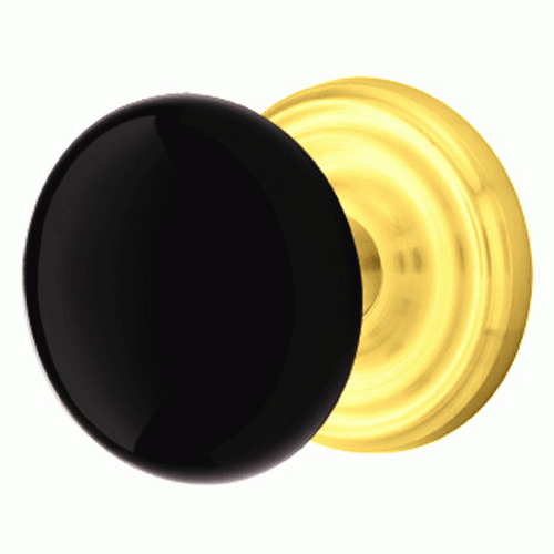 Black Porcelain Ebony Door Knob Set With Regular Rosette (Several Finish Options) EMTEK