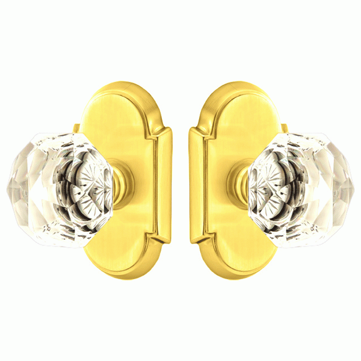 EMTEK Diamond Crystal Door Knob Set With # 8 Rosette
