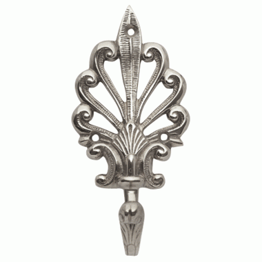 Art Deco Fleur De Lis Solid Brass Robe Hook (Polished Nickel Finish) COPPER MOUNTAIN HARDWARE