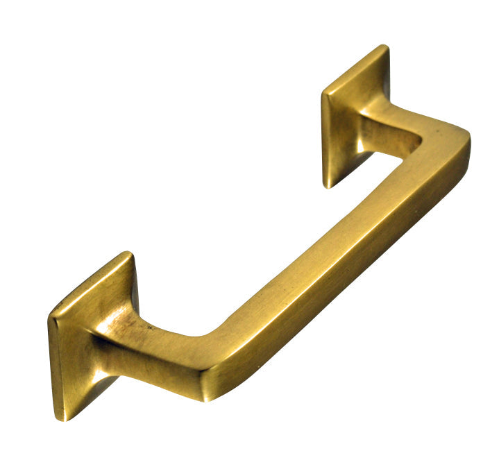 4 1/4 Inch Overall (3 Inch c-c) Solid Brass Square Traditional Pull COPPER MOUNTAIN HARDWARE