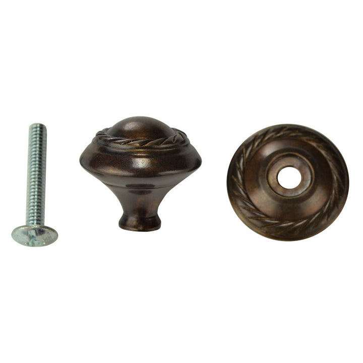 1 Inch Solid Brass Georgian Roped Round Cabinet & Furniture Knob