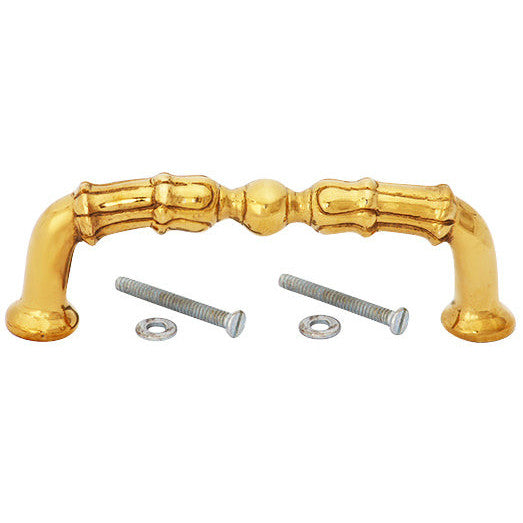5 Inch Overall (4 1/3 Inch c-c)  Solid Brass Victorian Style Pull