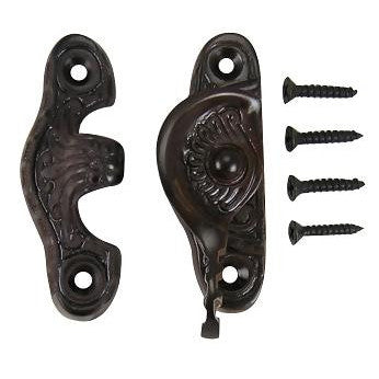 Floral Victorian Solid Brass Sash Window Lock (Several Finishes Available)