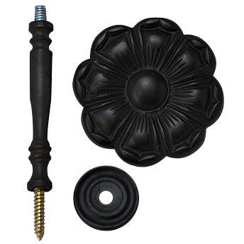 2 7/8 Inch Wide Solid Brass Curtain Tie Back - Large Flower Button