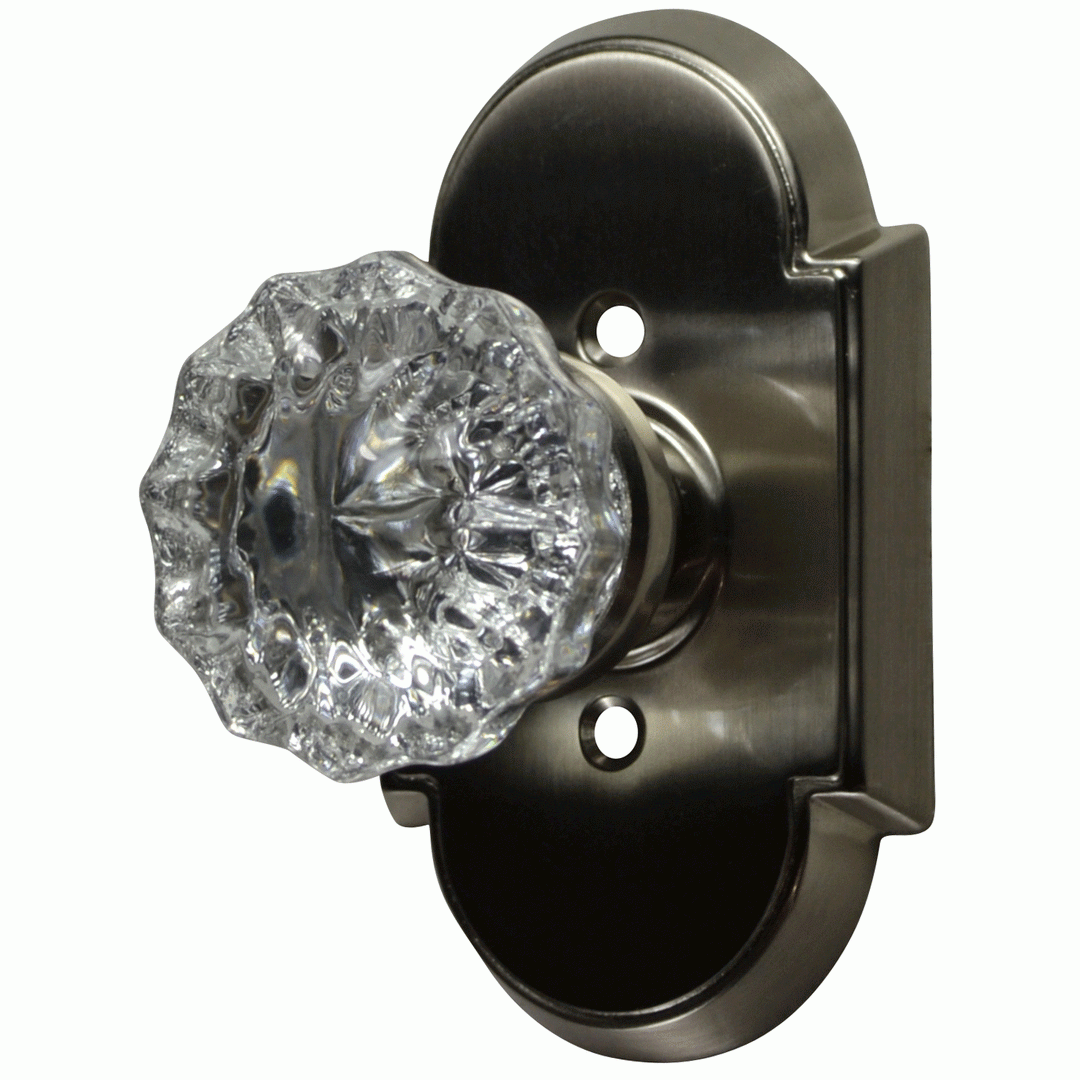 1900s Style Regency Fluted Glass Solid Brass Door Knob Set With Arched Rosette COPPER MOUNTAIN HARDWARE