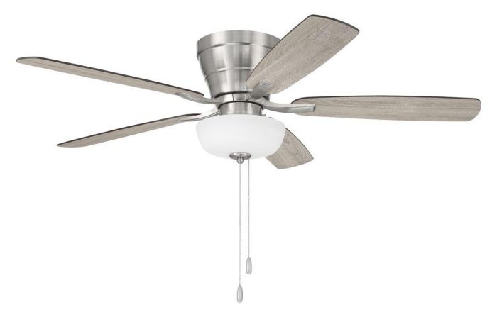 ##Antique Hardware## 52" Wheeler 2-Light Bowl in Brushed Polished Nickel w/ Driftwood/Walnut Blades
