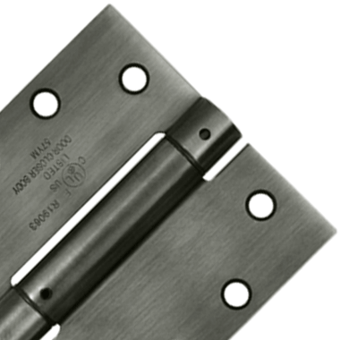 4 1/2 Inch x 4 1/2 Inch Steel Spring Hinge (Square Corner, Antique Nickel Finish) DELTANA