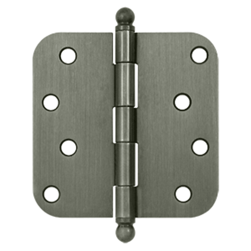 4 Inch x 4 Inch Ball Tip Steel Hinge (Antique Nickel Finish) DELTANA