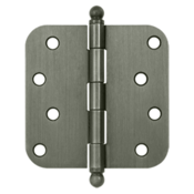 4 Inch x 4 Inch Ball Tip Steel Hinge (Antique Nickel Finish) DELTANA